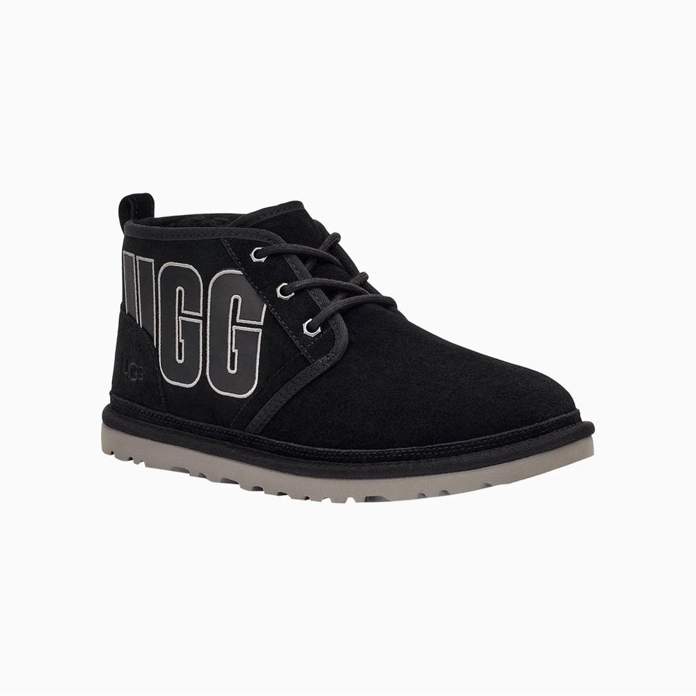 Brand New UGG Neumel Graphic Men’s Boots “Black Grey Suede” - Picture 1 of 11